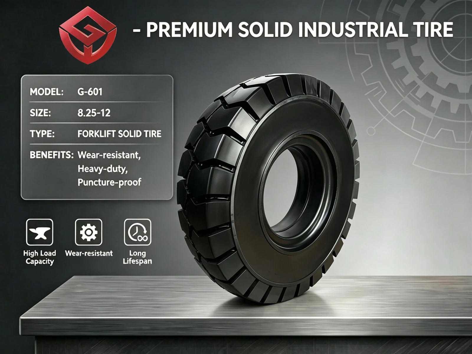 825 12 Solid Forklift Tire 825 12 Solid Forklift Tire